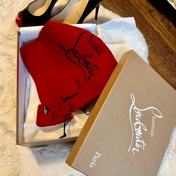 Christian Louboutin Very Prive 120MM Black Patent Red Tips Pump, 39 - Picture 9 of 14